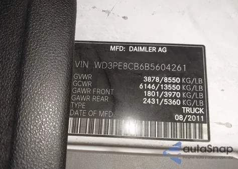 2011 Mercedes-Benz Sprinter 2500 High Roof from USA, damaged, VIN WD3PE8CB6B5604261